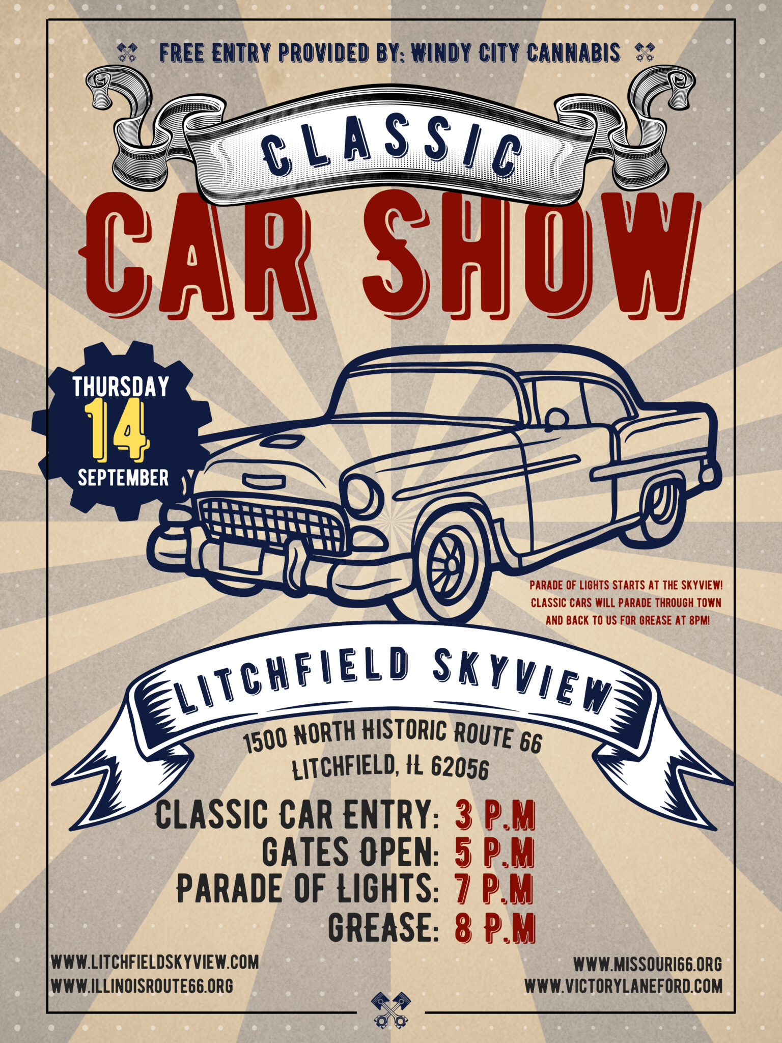 Classic Car Show at Litchfield Skyview Illinois Route 66 Scenic Byway