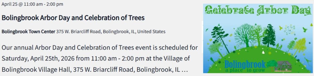 Bolingbrook Arbor Day and Celebration of Trees